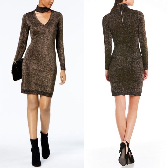 MICHAEL Michael Kors Dresses & Skirts - Michael Kors Choker Sweater Gold Dress B315